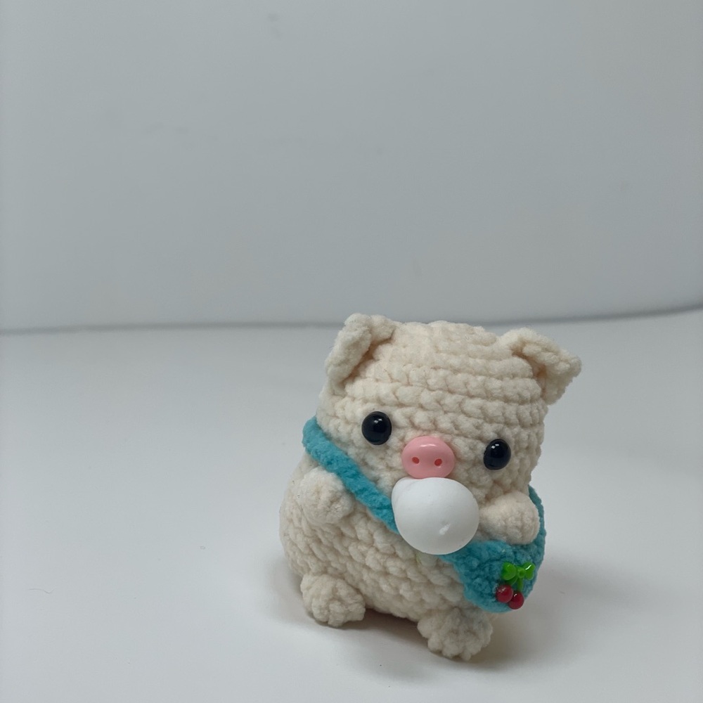 handmade crocheted cute bubble-blowing pig/capybara